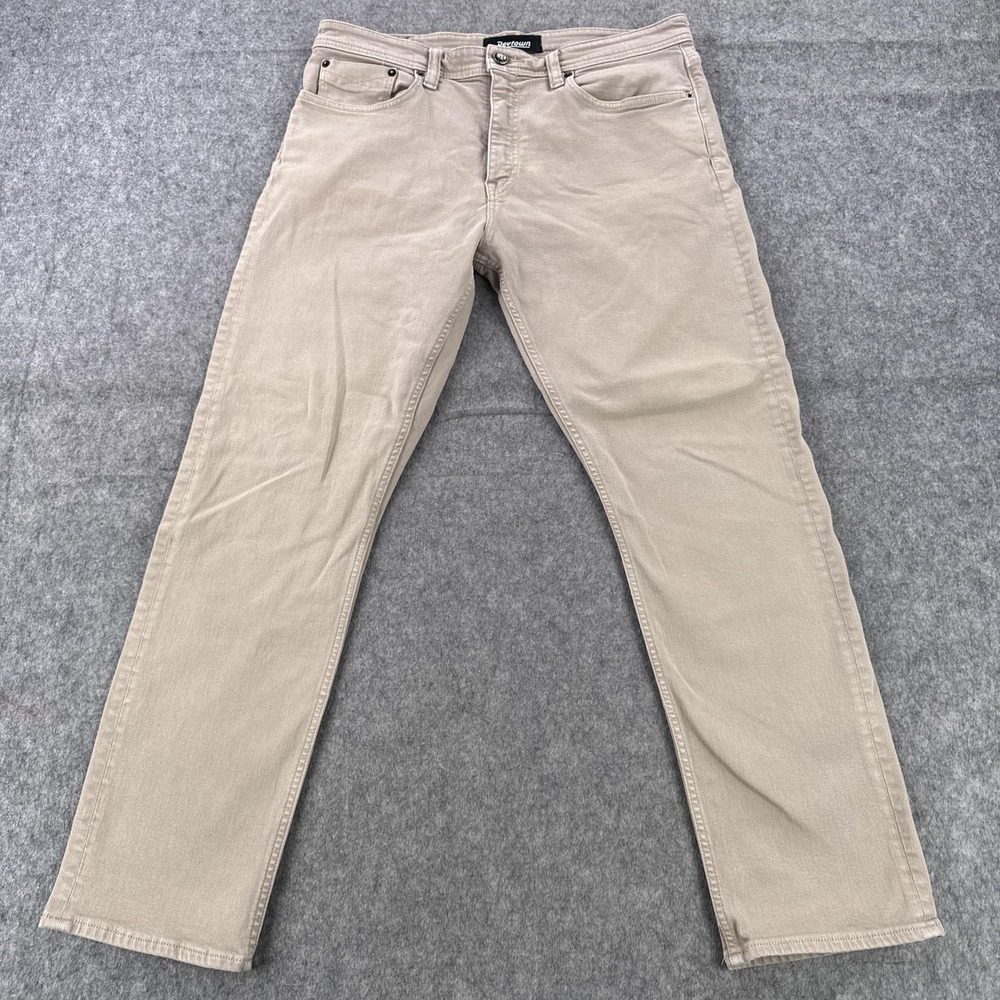 Revtown Decade Denim Sharp Jeans Mens 36x30 Beige Straight Leg Stretch 5 Pocket